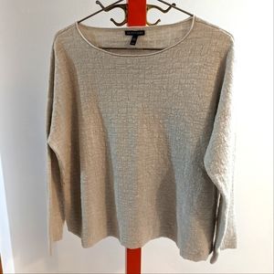 Eileen Fisher Light Beige Cream Square Texture Scoop Neck Sweater Medium